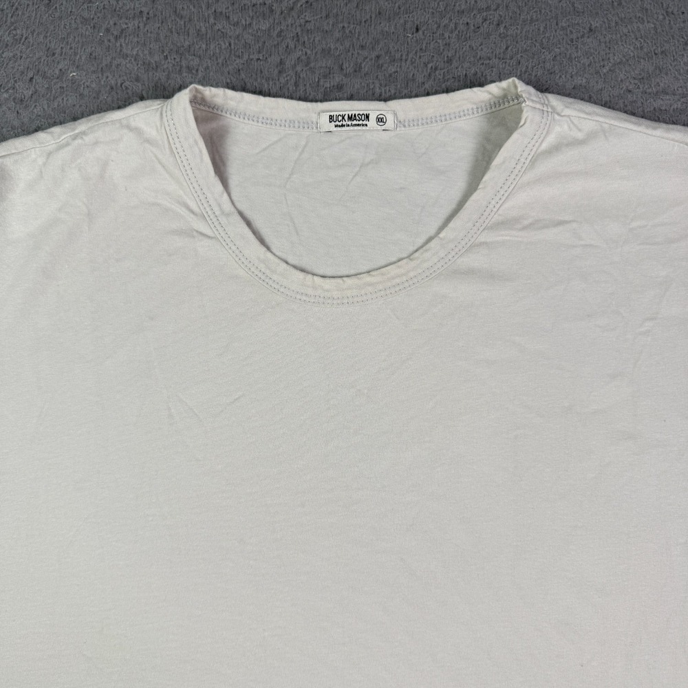 Buck Mason T-Shirt Mens 2XL Cream Slub Curved Hem Tee Short Sleeve Blank